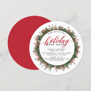 Winter Berries Festive Holiday Open House Invitation