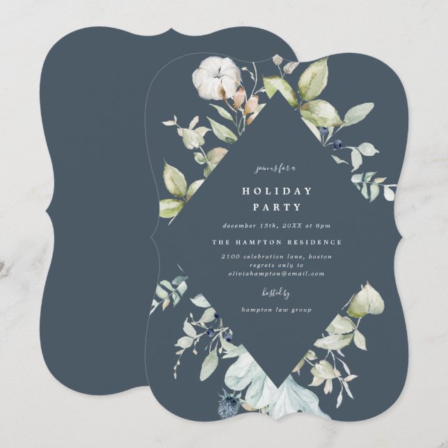 Winter Berries Geometric Holiday Party Invitation (Front/Back)