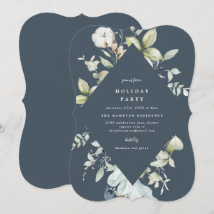 Winter Berries Geometric Holiday Party Invitation
