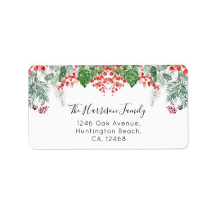 Winter Berries Greenery Christmas Address Label