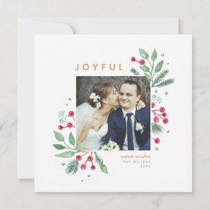 Winter Berries Greenery Christmas Photo   Square