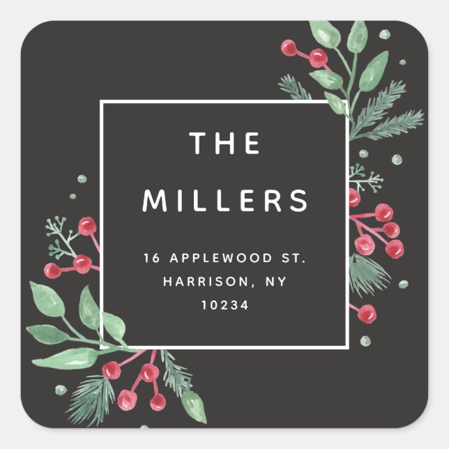 Winter Berries Greenery  Return Address Sticker (Front)