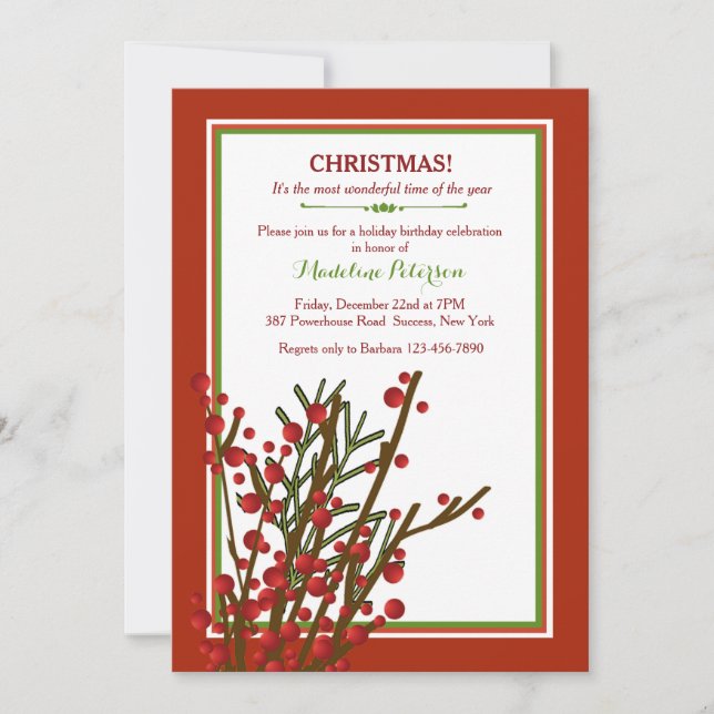 Winter Berries Invitation (Front)