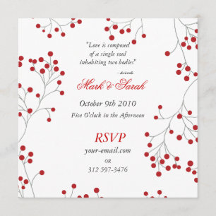 Winter Berries Invitation Sq. White