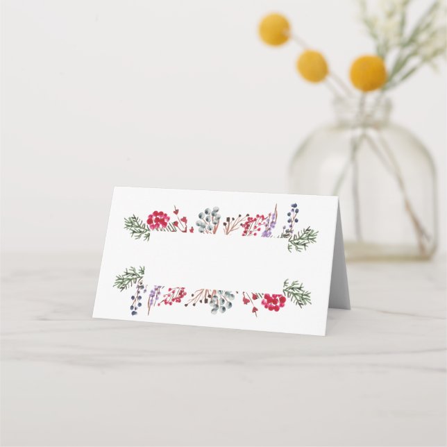 Winter Berries & Leaves  Place Card (Front)