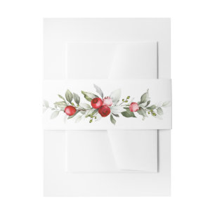 Winter Berries Monogram Wedding Invitation Invita Invitation Belly Band