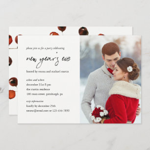 Winter Berries New Year's Party Photo Invitation