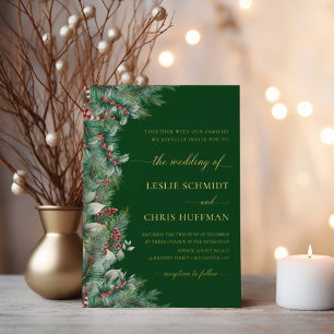 Winter Berries & Pine Watercolor Greenery Wedding 