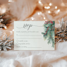 Winter Berries & Pine Watercolor Greenery Wedding