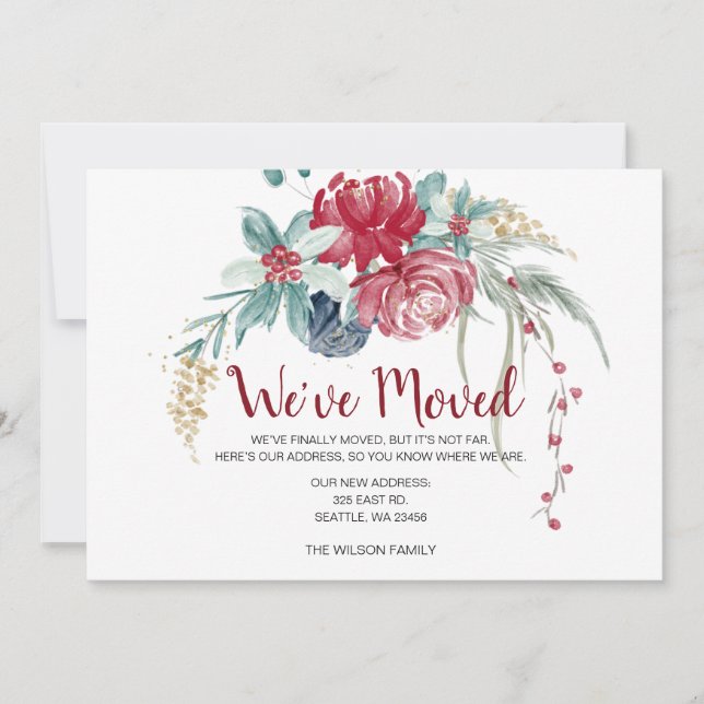 Winter Berries Rustic Moving Holiday Announcement (Front)
