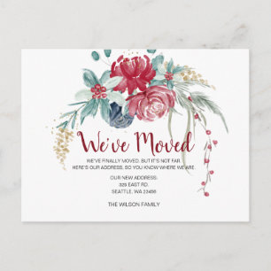 Winter Berries Rustic Moving Holiday Announcement Postcard