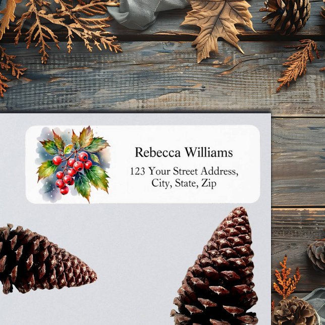 Winter Berries Snowing Return Address (Creator Uploaded)