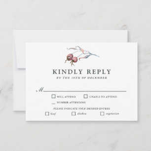 Winter Berries Watercolor Botanical RSVP Entrees