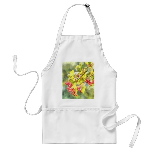 Winter Berries Watercolor Standard Apron (Front)