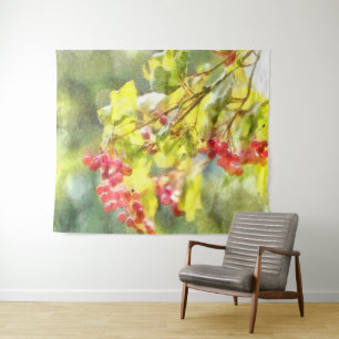 Winter Berries Watercolor Tapestry