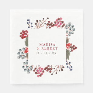 Winter Berries Wedding Napkin
