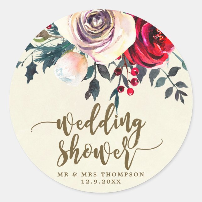winter berries wedding shower sticker christmas (Front)