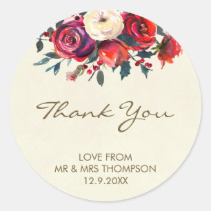 winter berries wedding thank you sticker christmas