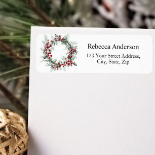 Winter Berries Wreath Return Address 