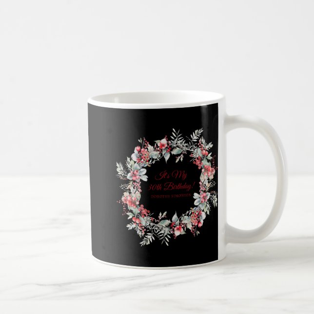 Winter Berry 30th Birthday Elegant  Coffee Mug (Right)