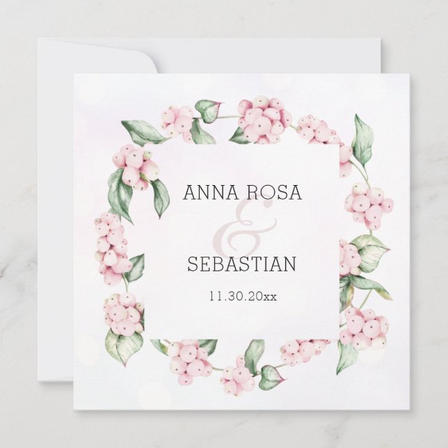 *~* Winter Berry AR12 QR RSVP Boho Wedding Invitation (Front)