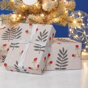 Winter Berry Botanical Christmas  Wrapping Paper