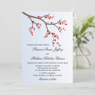 Winter Berry Branch Wedding Invitation