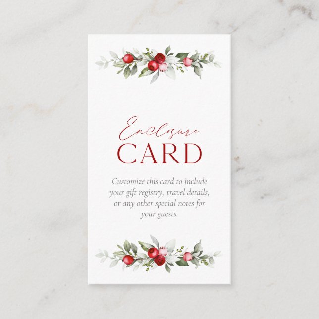 Winter Berry Bridal Shower Enclosure Card (Front)