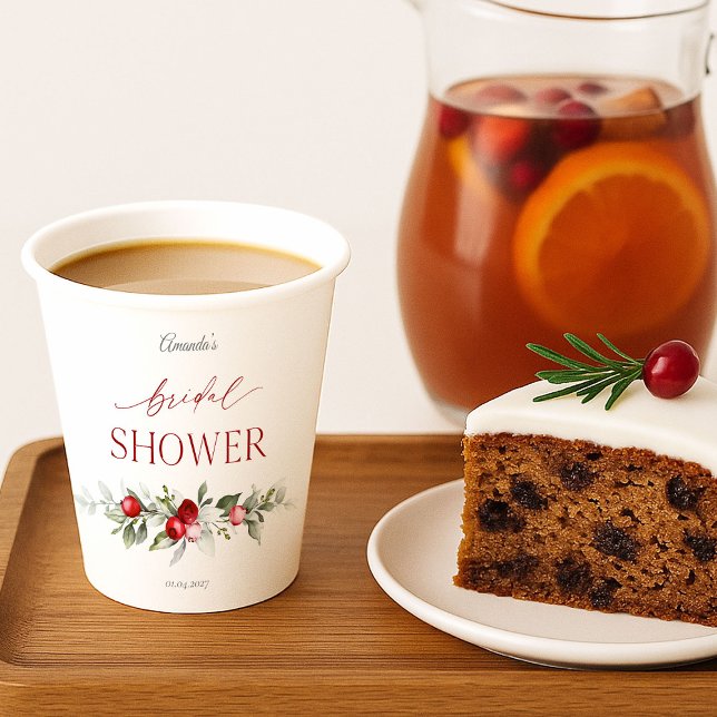 Winter Berry Bridal Shower Paper Cups (Creator Uploaded)