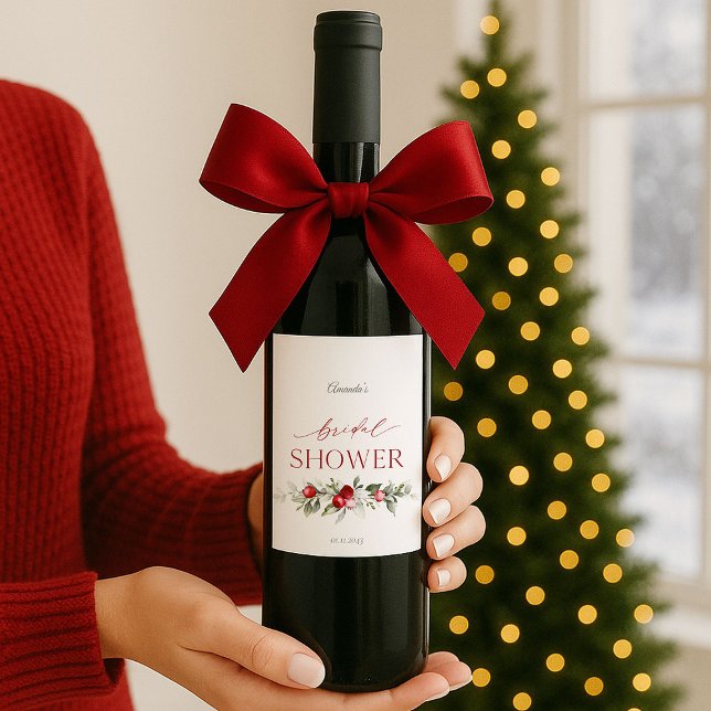 Winter Berry Bridal Shower Wine Label (Creator Uploaded)