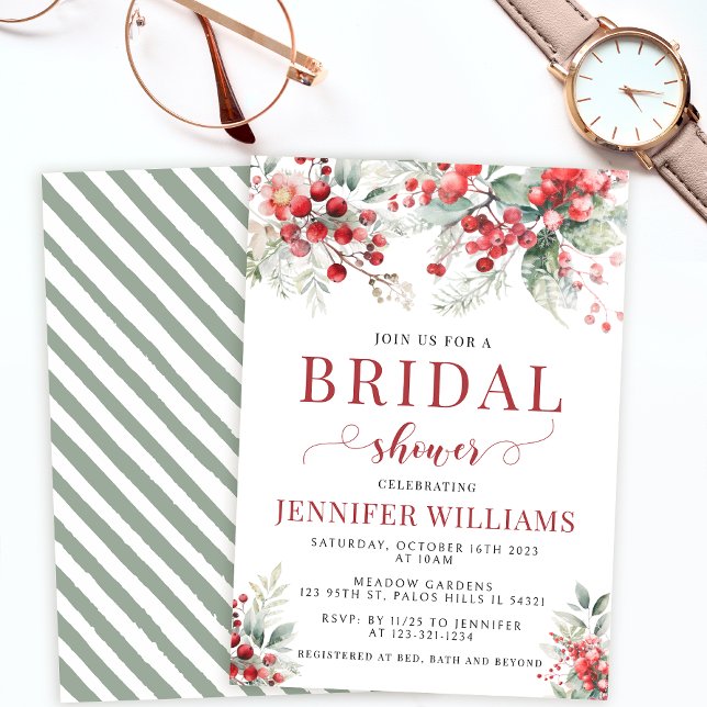 Winter berry Christmas bridal shower Invitation (Creator Uploaded)
