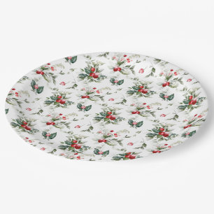 Winter Berry Christmas  Paper Plate