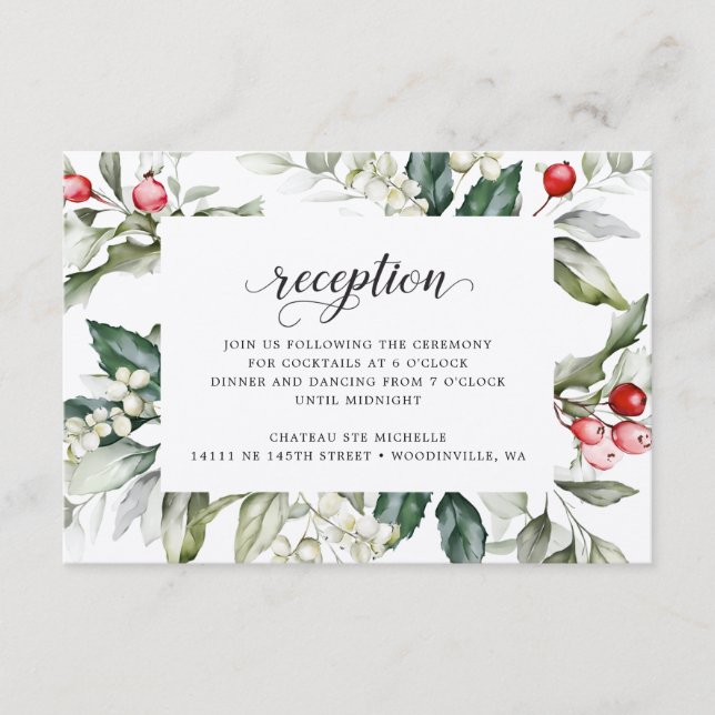 Winter Berry | Christmas | Reception Enclosure Card (Front)
