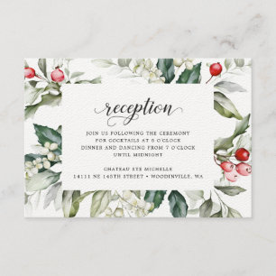 Winter Berry Christmas Reception Enclosure Card
