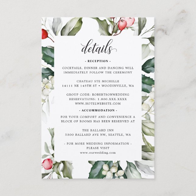 Winter Berry | Christmas | Wedding Details  Enclosure Card (Front)