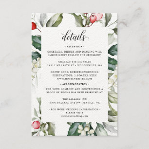 Winter Berry Christmas Wedding Details Enclosure Card