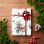 Winter Berry Christmas Wrapping Paper<br><div class="desc">This gift wrap features forest green foliage with cranberry red berries on a bright white background. This pattern coordinates with the Winter Berry Wedding Collection.</div>