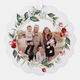 Winter Berry Family Photo Tree Decoration Card