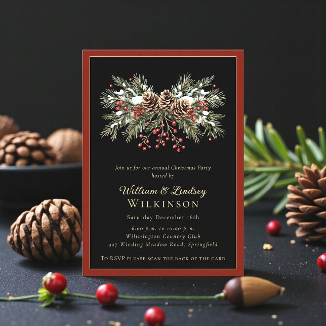 Winter Berry Holiday Party Invitation (Creator Uploaded)