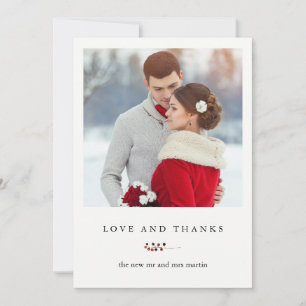 Winter Berry Holiday Wedding Love Thanks Thank You Card