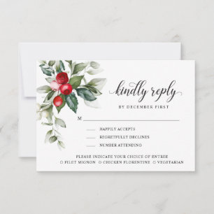 Winter Berry   Kindly Reply   Meal Options  RSVP Card