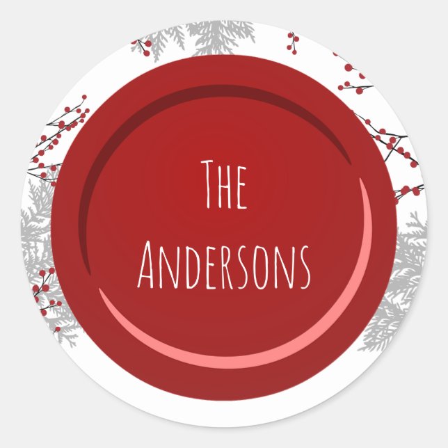 Winter Berry Name Classic Round Sticker (Front)