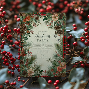 Winter Berry Pine Christmas Invitation