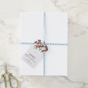 Winter Berry Script Merry Christmas Holiday Gift Tags