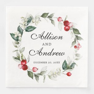Winter Berry   Tis the Season to be Married  Napkin