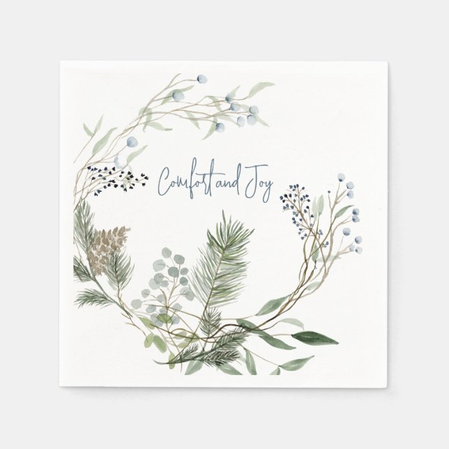 Winter Berry Wreath Favour Tags Napkin (Front)