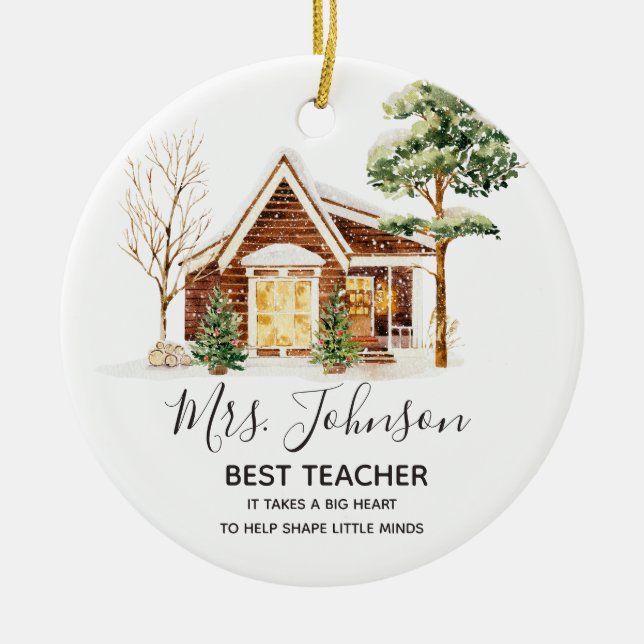 Winter Best Teacher Christmas Tree Ceramic Tree Decoration (Front)