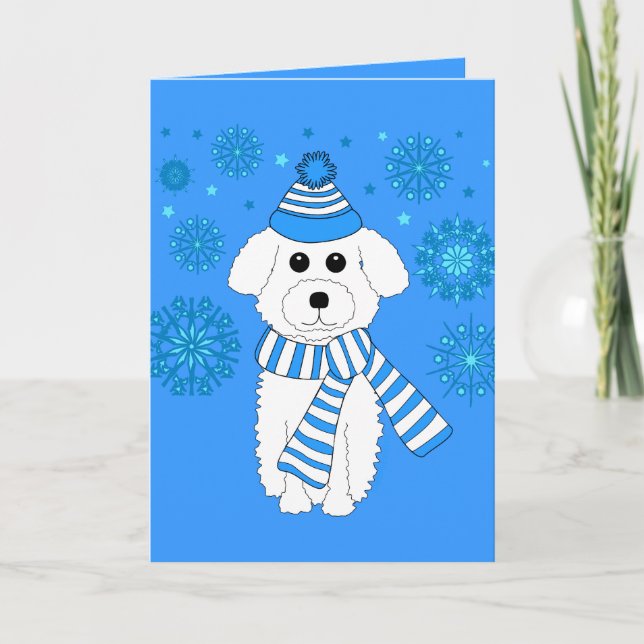 Winter Bichon Holiday Card (Front)