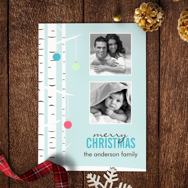 Winter Birch Christmas Photo Holiday Card (Creator Uploaded)