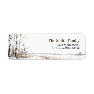 Winter Birch Return Address Labels Snowy Tree